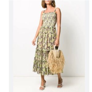 Temperley London Reef Print Midi Dress in Metallic size 4 CL